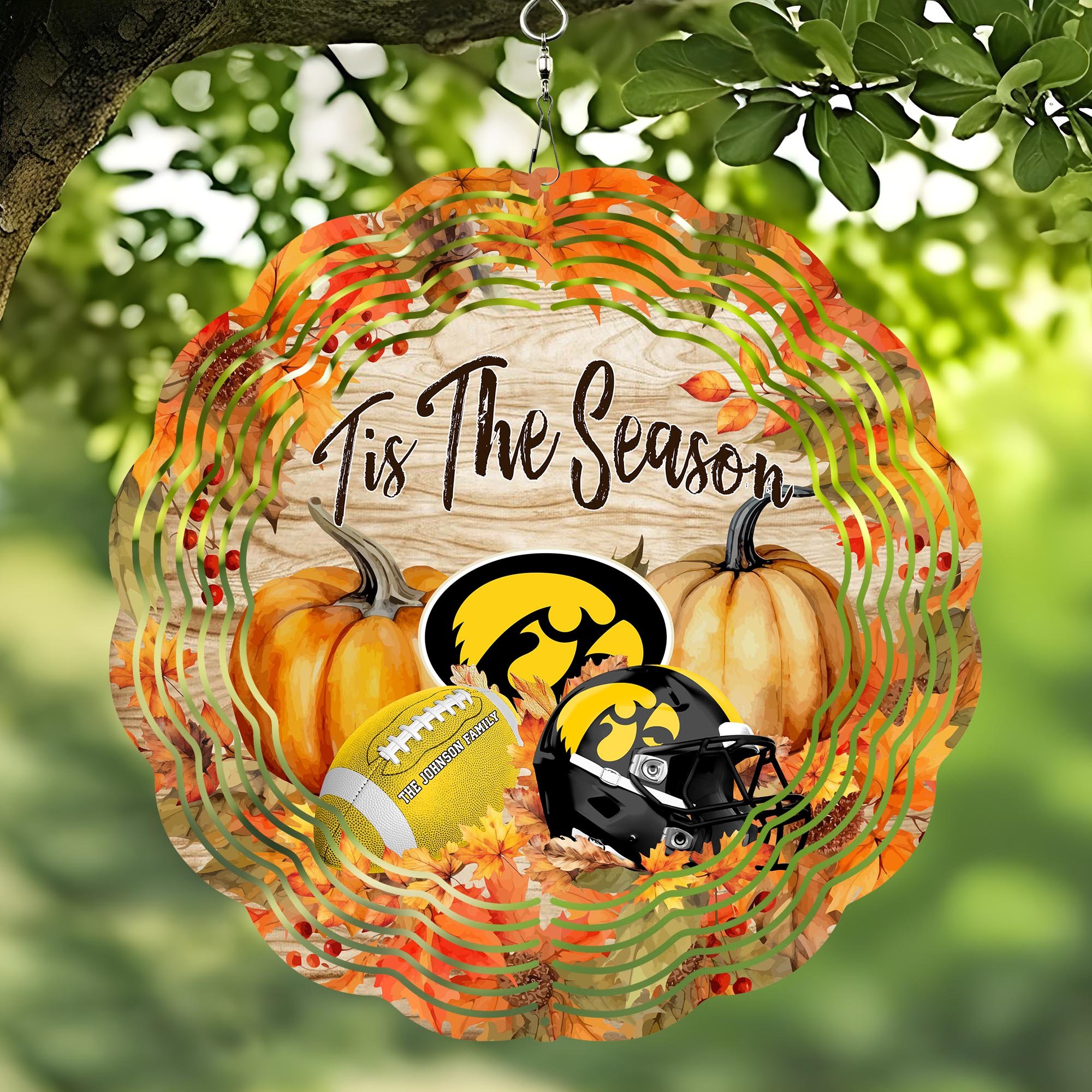 Iowa Hawkeyes Wind Spinner Custom Family Name And Choose Your Quotes, Sport Wind Spinner, Sport Lover Gifts ETRG-59864